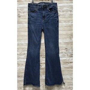 American Eagle Womens Super High Rise Flare Jeans Size 6 Regular Side Slit